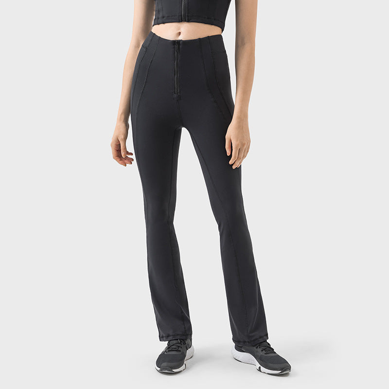 ZIKKA  zipper sports wide-leg pants-legging