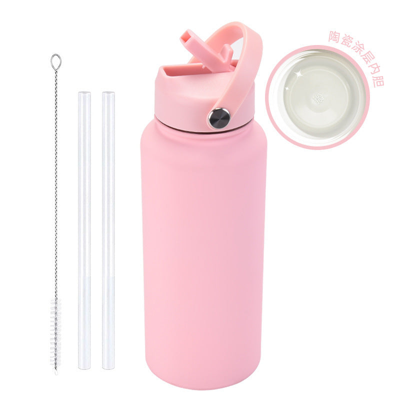 ZIKKA Thermos Portable Handle with Straw Water Cup