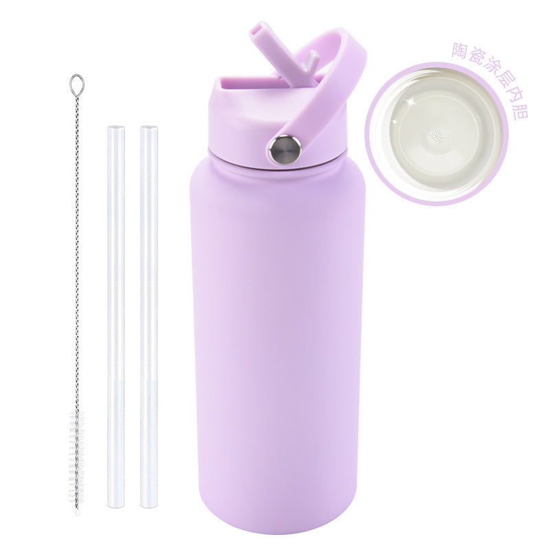 ZIKKA Thermos Portable Handle with Straw Water Cup