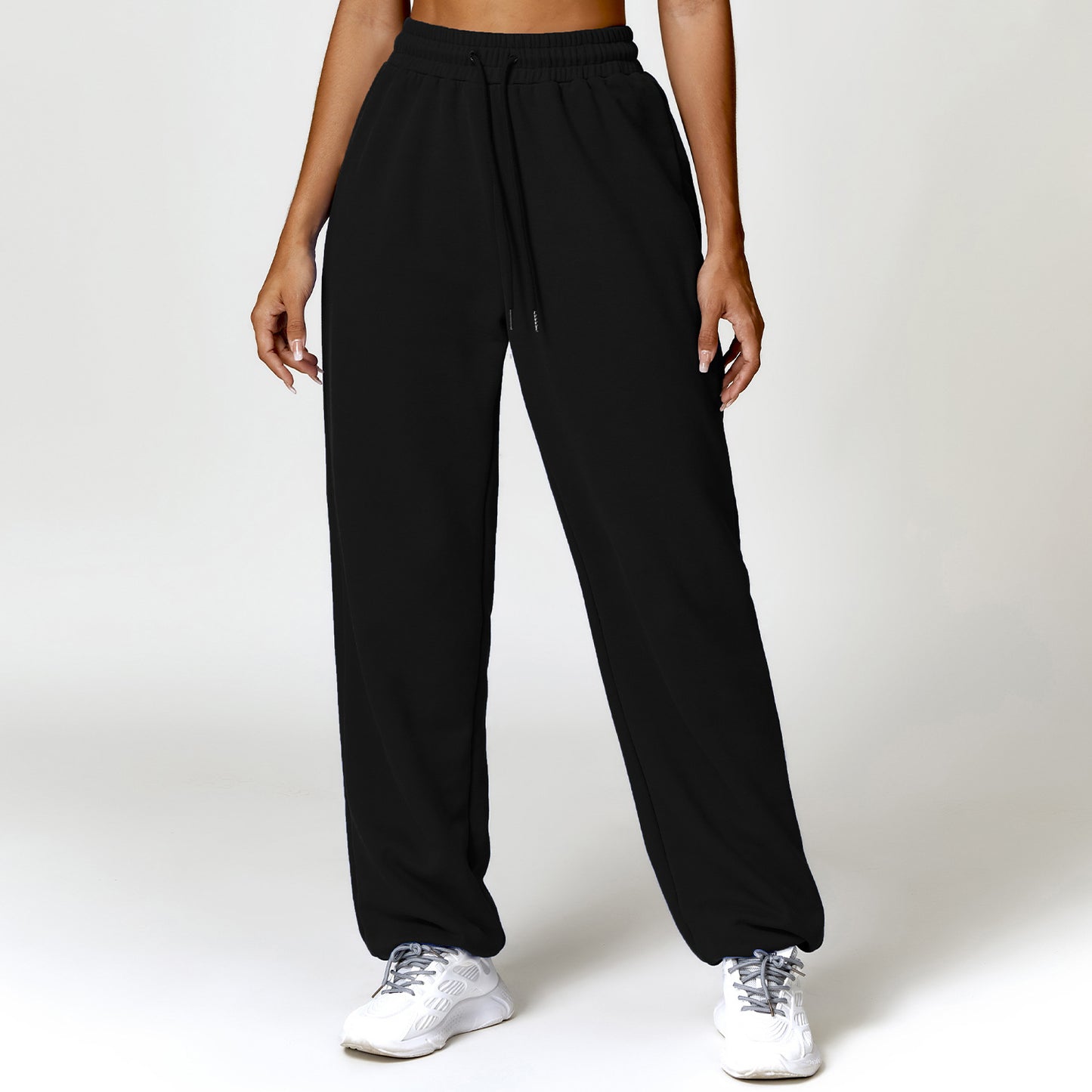 ZIKKA spring high-waisted loose straight leg slacks worn over-legging