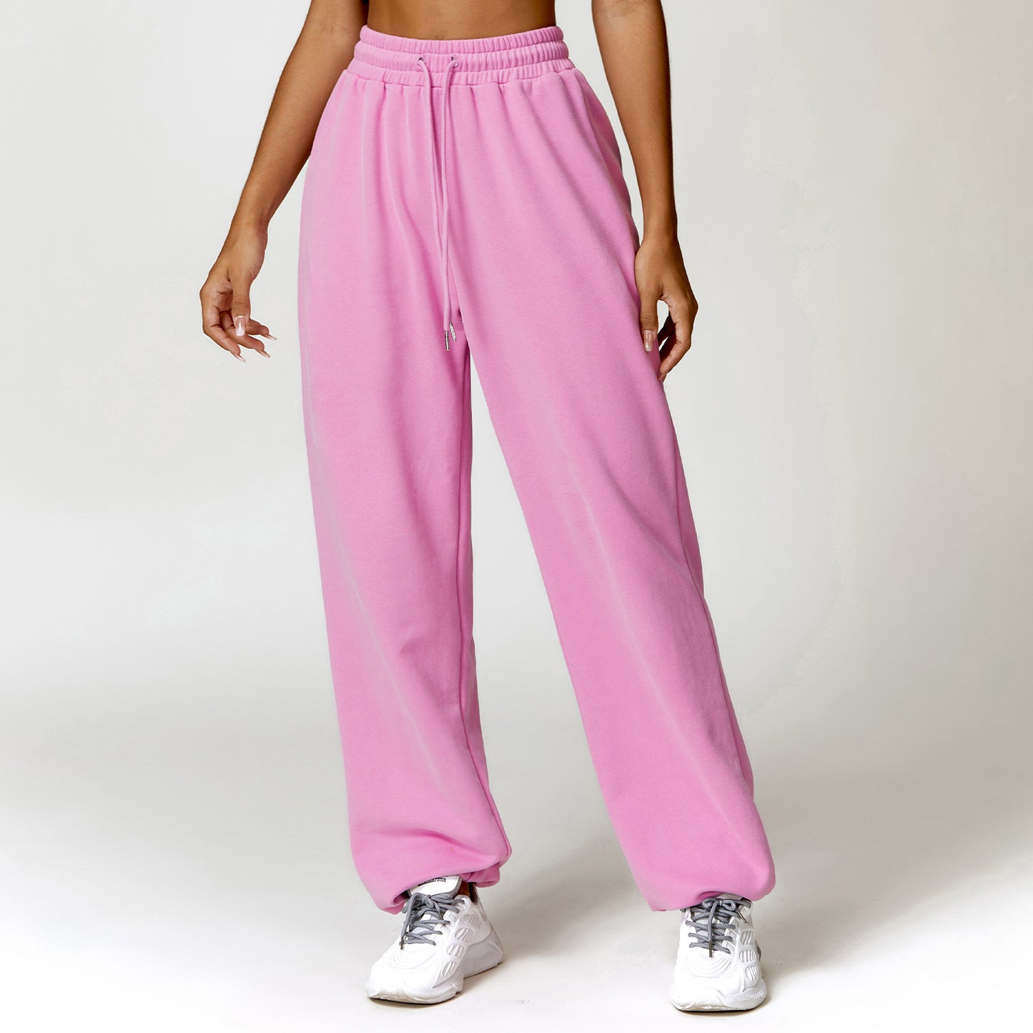 ZIKKA spring high-waisted loose straight leg slacks worn over-legging