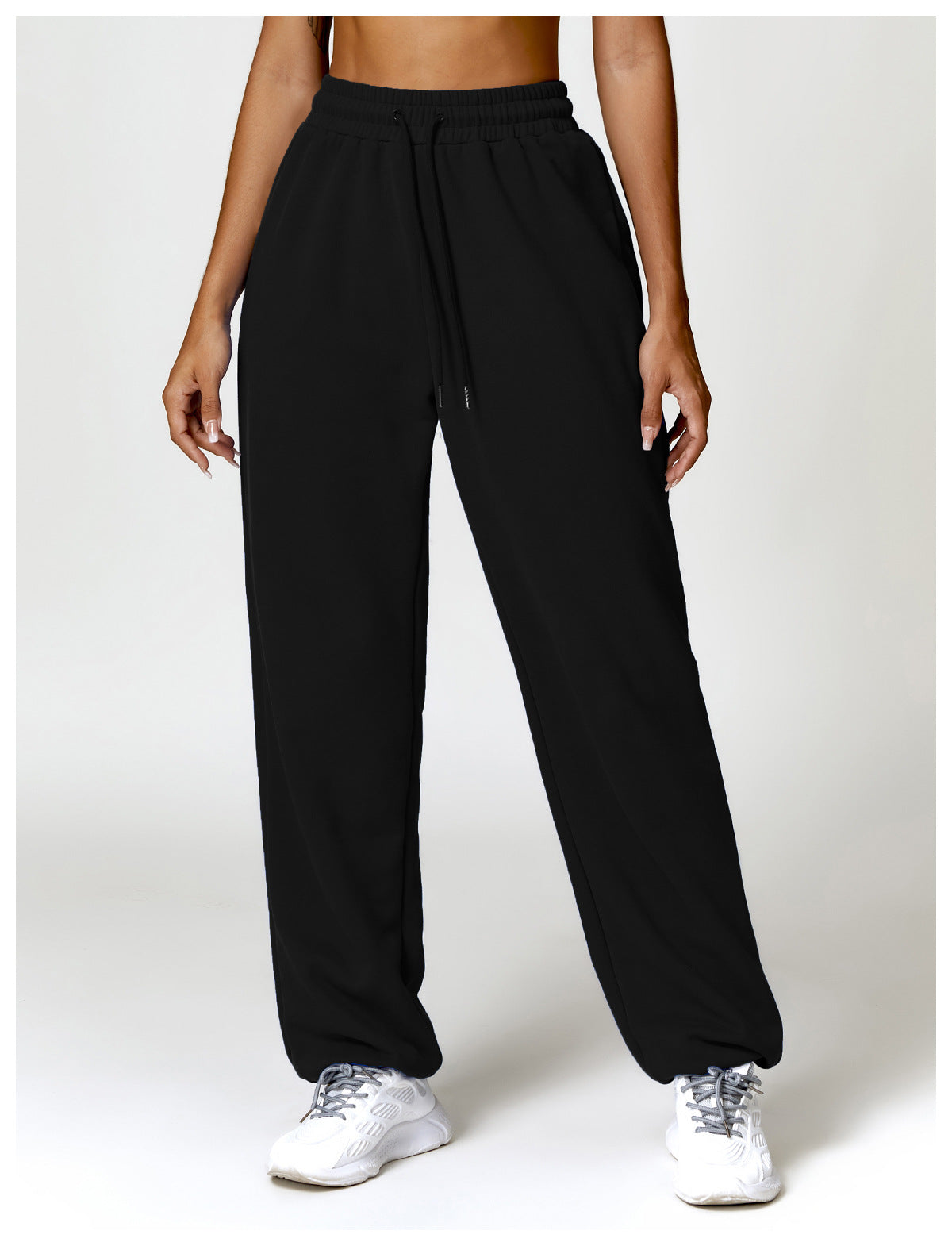 ZIKKA spring high-waisted loose straight leg slacks worn over-legging